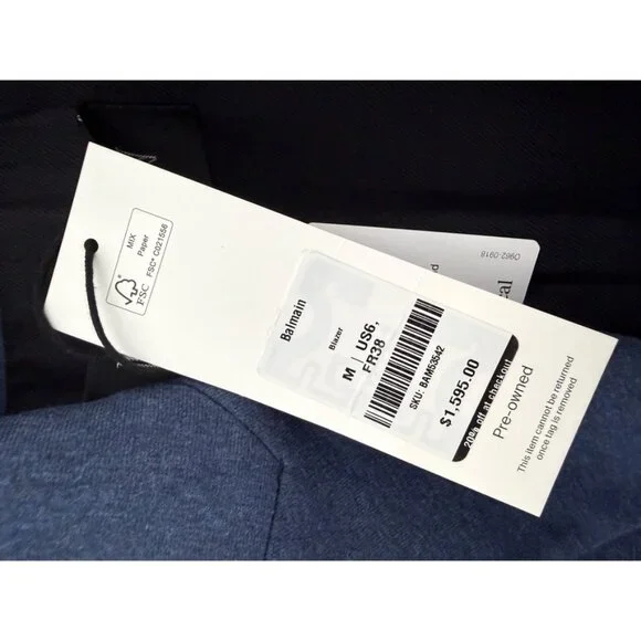 Balmain Blue Cotton Blend Blazer FR 38 / US 6 - Picture 6 of 7